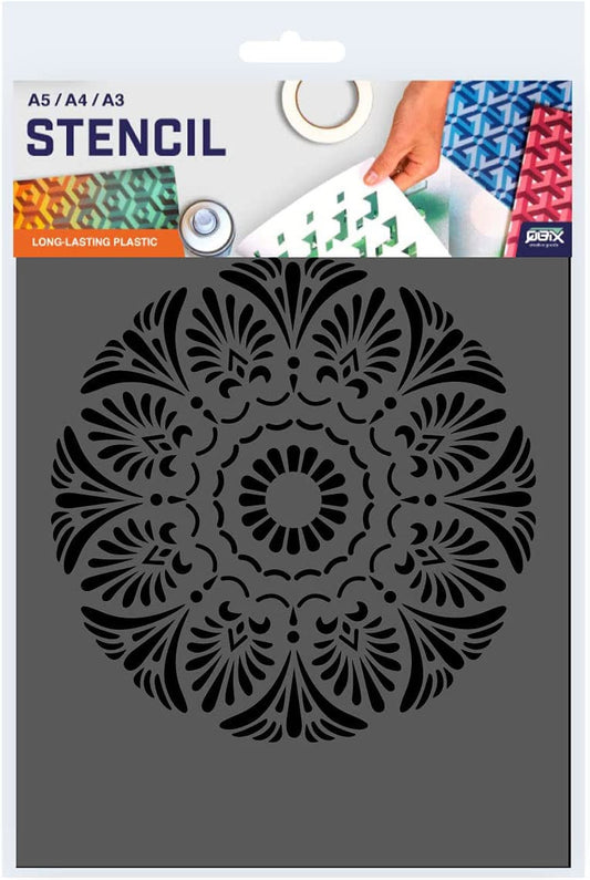 Pochoir mandala format A4 décoration peinture QBIX