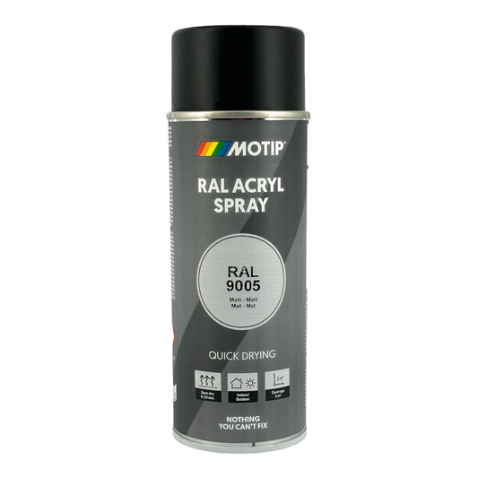 Bombe de peinture - Noir - RAL 9005 - Mat - Acrylique - Tous supports - MoTip - 400ml