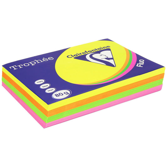Ramette de papier - A3 - Couleurs fluos - 80g - 500 feuilles - Clairefontaine Trophée