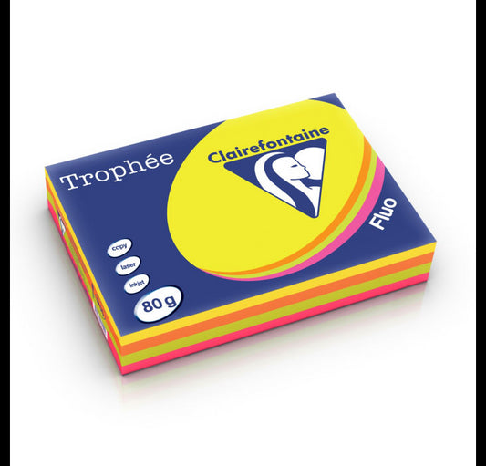 Ramette de papier - A4 - Couleurs fluos - 80g - Impression - 125 feuilles - Clairefontaine Trophée