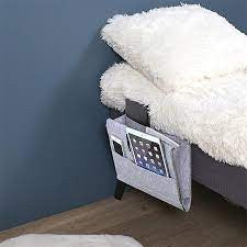 Rangement pour lit - Livre/téléphone/tablette - 4 rangements - Se glisse sous le matelas