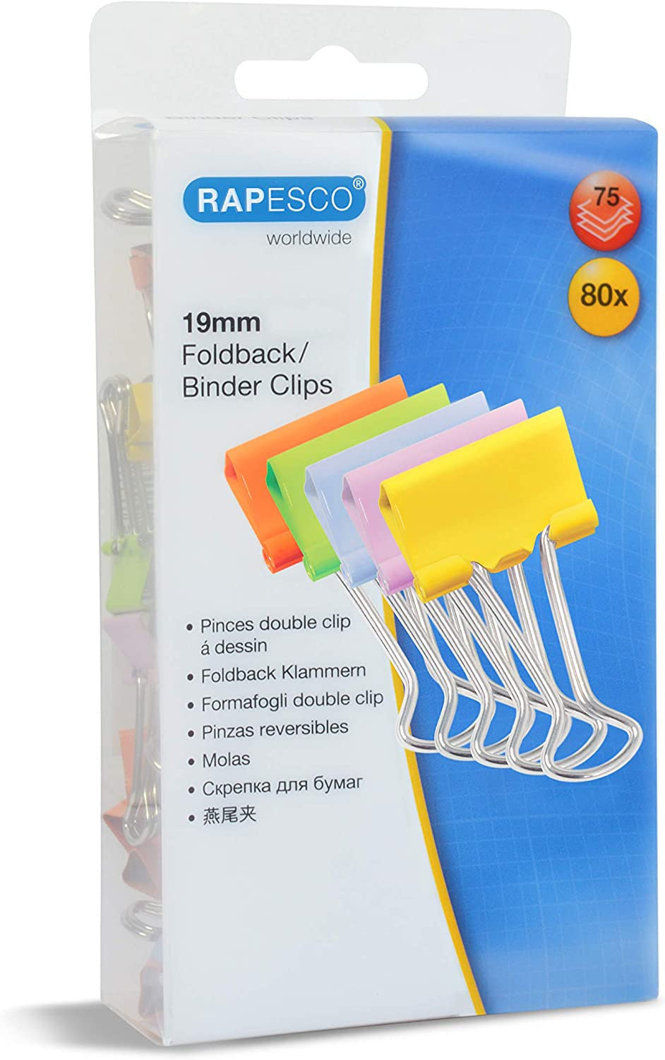 Pinces à clip - Petite taille - 19mm - Accessoires de bureau - Boîte de 80 unités