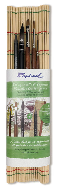 Pinceaux - Aquarelle - Esquisse - Natte bambou + Crayon graphite - Raphaël
