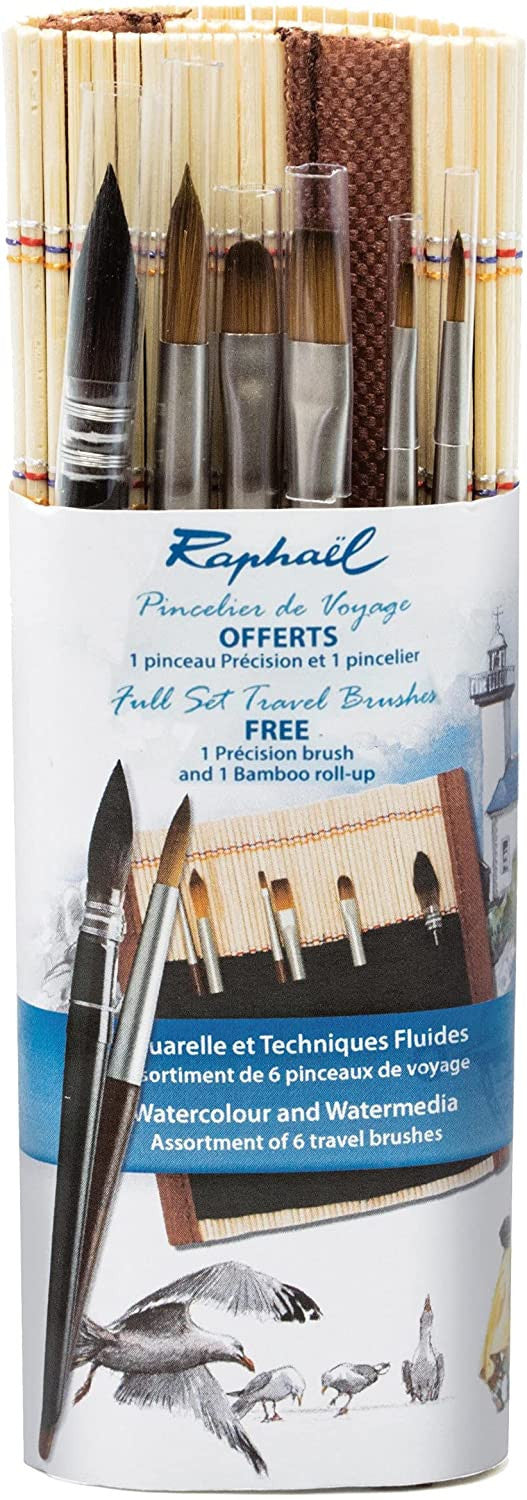 Pincelier de voyage set de pinceaux Raphaël aquarelle techniques fluides