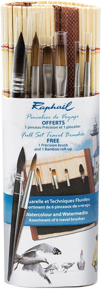 Pincelier de voyage set de pinceaux Raphaël aquarelle techniques fluides