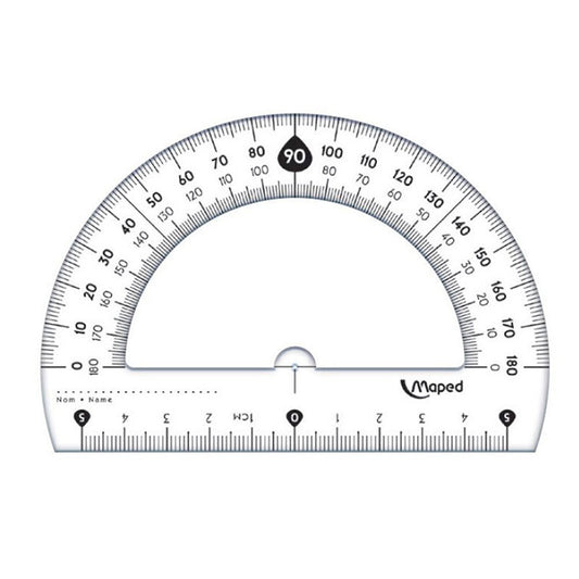 Rapporteur en plastique - 180° - Base 12cm - Maped