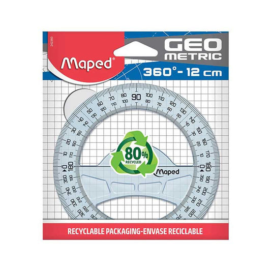Rapporteur circulaire en plastique - 360° - Diamètre 12cm - Maped
