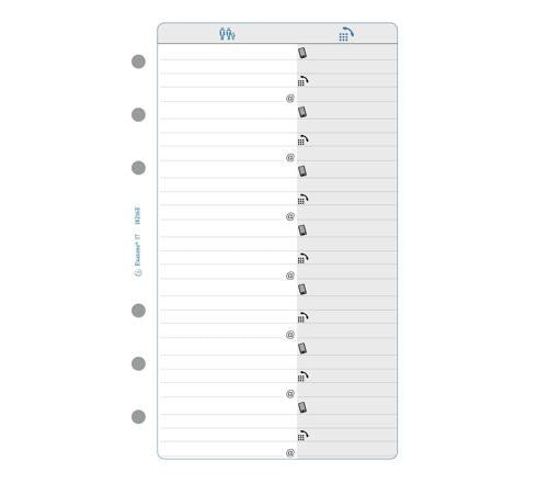 Recharge pour organiseur - Exatime 17 - Adresses + téléphones - Perforées - 47 feuilles