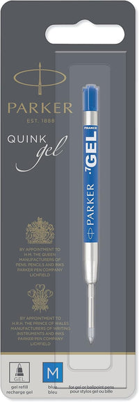 Recharge pour stylo - Encre gel - Bleu - Pointe moyenne 0,7mm - Parker Quink