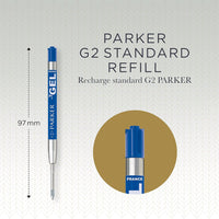 Recharge pour stylo - Encre gel - Bleu - Pointe moyenne 0,7mm - Parker Quink