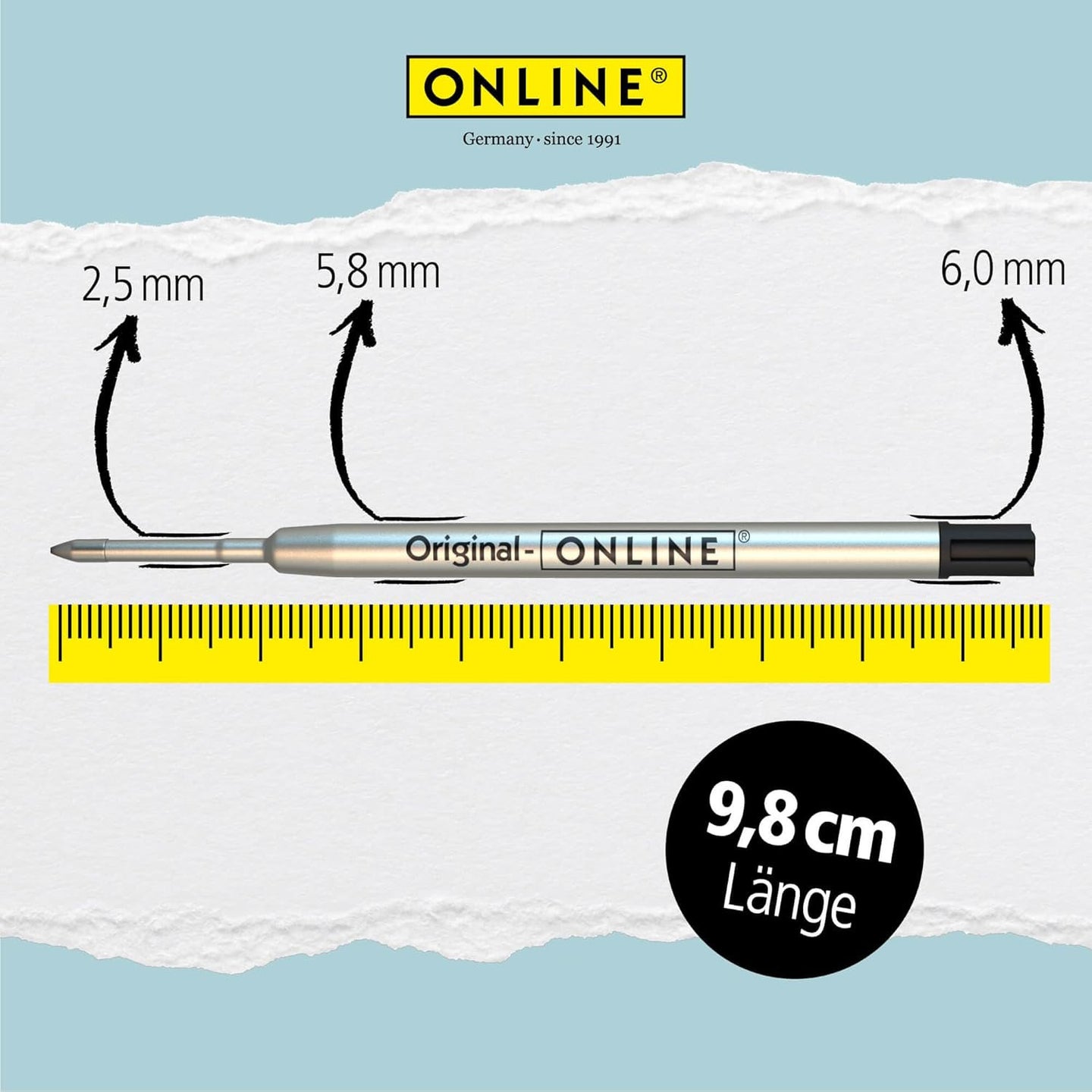 Recharge pour stylo encre gel - Noir - Trait moyen 0,7mm - Standard - Online