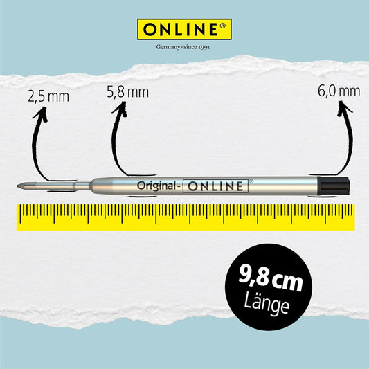 Recharge pour stylo encre gel - Noir - Trait moyen 0,7mm - Standard - Online