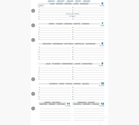 Recharge pour agenda - Exatime 17 - 2025 - 18212E - Janvier à décembre 2025
