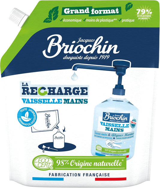 Recharge de liquide vaisselle et mains - Savon noir - Briochin - 900ml