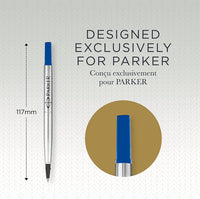 Recharge pour stylo roller - Parker - Pointe moyenne 0,7 - Bleu - Encre Quink