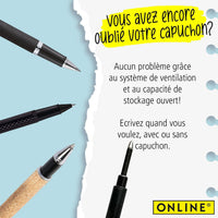 Recharge pour stylo roller - Noir - Trait moyen 0,7mm - Standard - Online