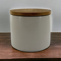Récipient - Avec couvercle bois - Pour faire une bougie - Céramique - 10cm diamètre