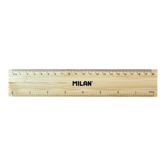 Règle - Double décimètre - 20cm - Bois bambou - Scolaire - Milan