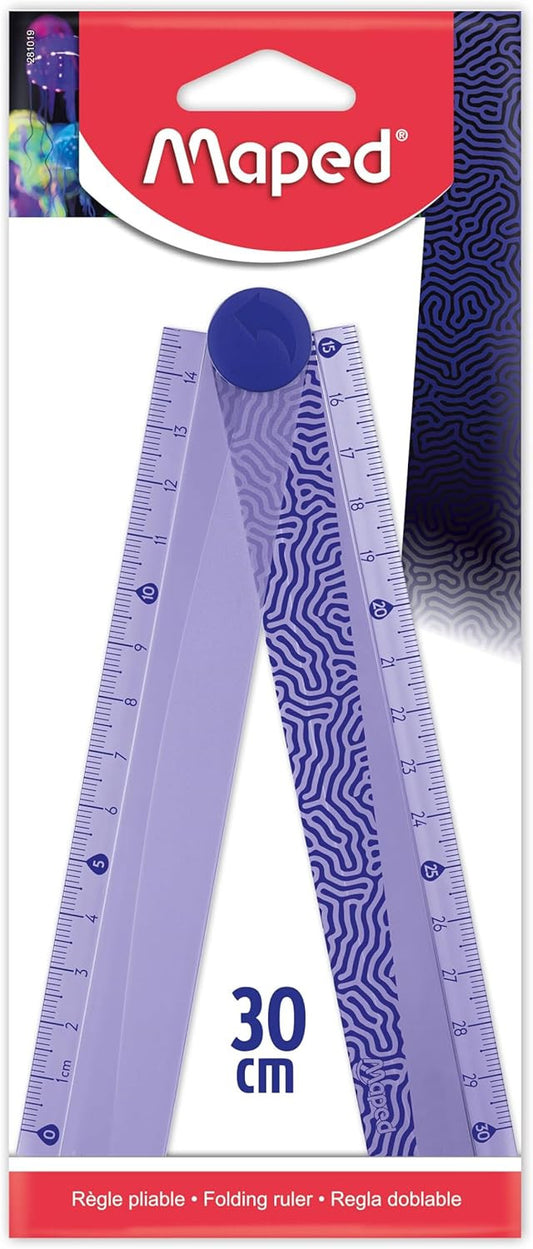 Règle - 15 et 30 cm - Pliable - Plastique - Avec décor - Scolaire - Maped