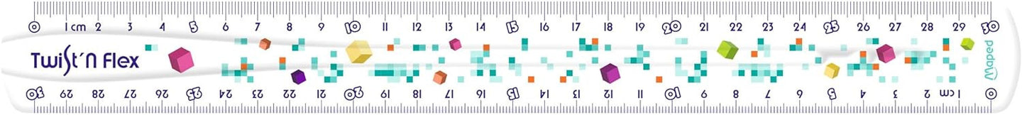 Règle - 30 cm - Triple décimètre - Plate - Incassable - Souple - Maped Twist'N Flex