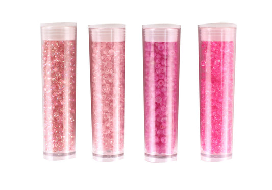 Perles de rocaille - Nuances de rose - Bijoux bracelets colliers - 4 tubes