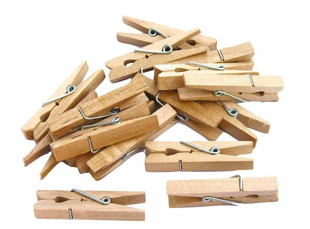 Petites pinces à linge - Bois - A décorer - 2,5 cm longueur - 50 pièces