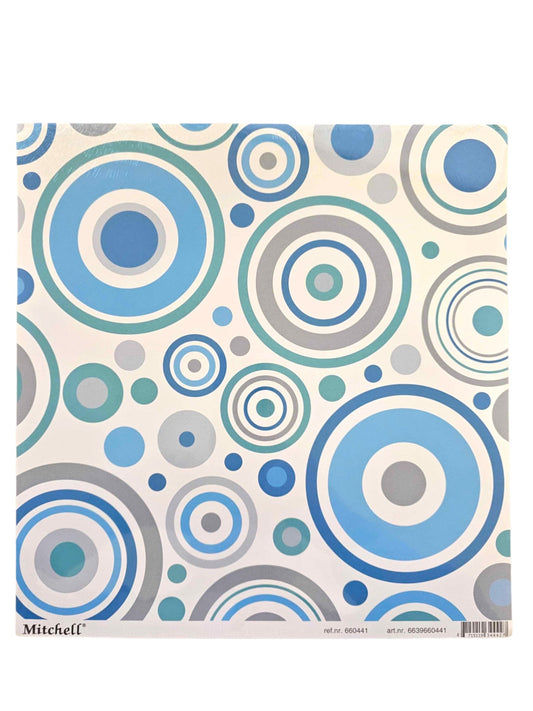10 feuilles de papier - Scrapbooking - Motifs ronds - Bleu/Gris - 30,5 x 30,5 cm - Erica