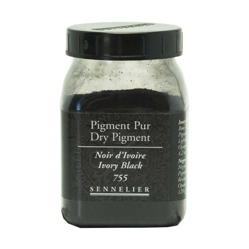 Pigment en poudre - Sennelier - Noir d'Ivoire - Pot de 200 ml