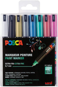 Pochette de 8 marqueurs Posca PC-1MR | pointe extra-fine calibrée