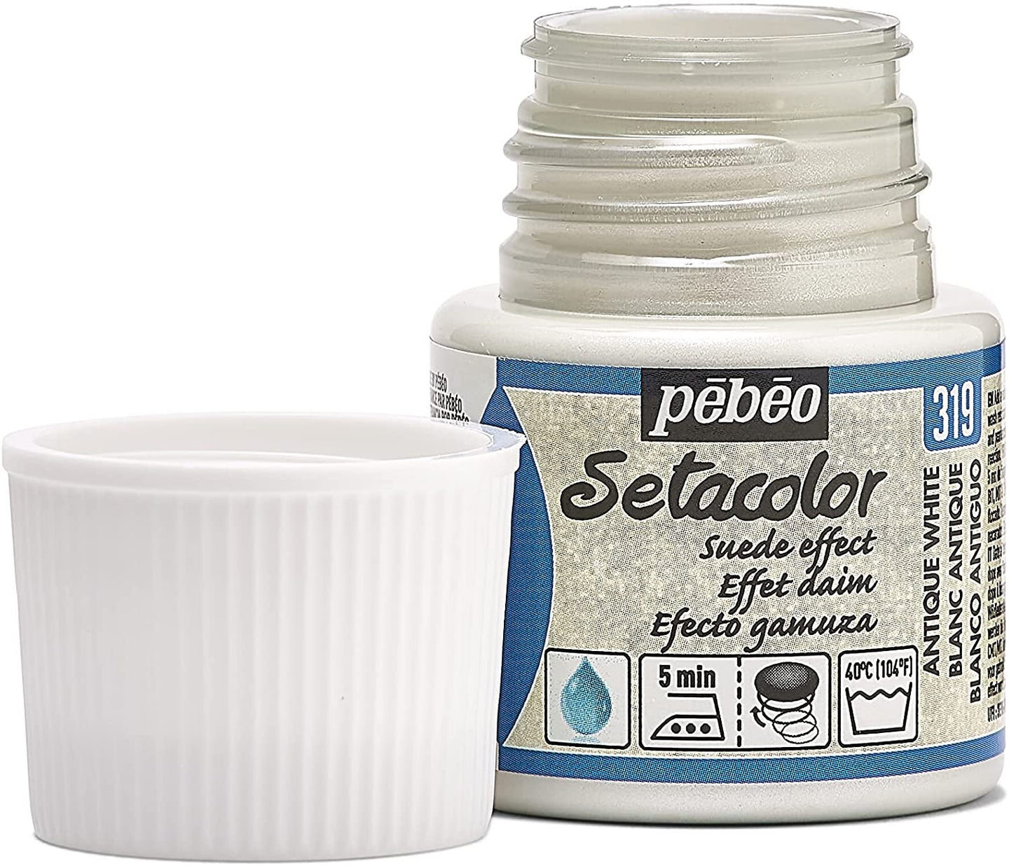 Pot de peinture pour tissu - Effet daim - Blanc antique - Pébéo - Setacolor - 45ml