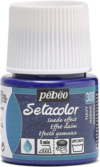 Pot de peinture pour tissu - Effet daim - Bleu marine - Pébéo - Setacolor - 45ml