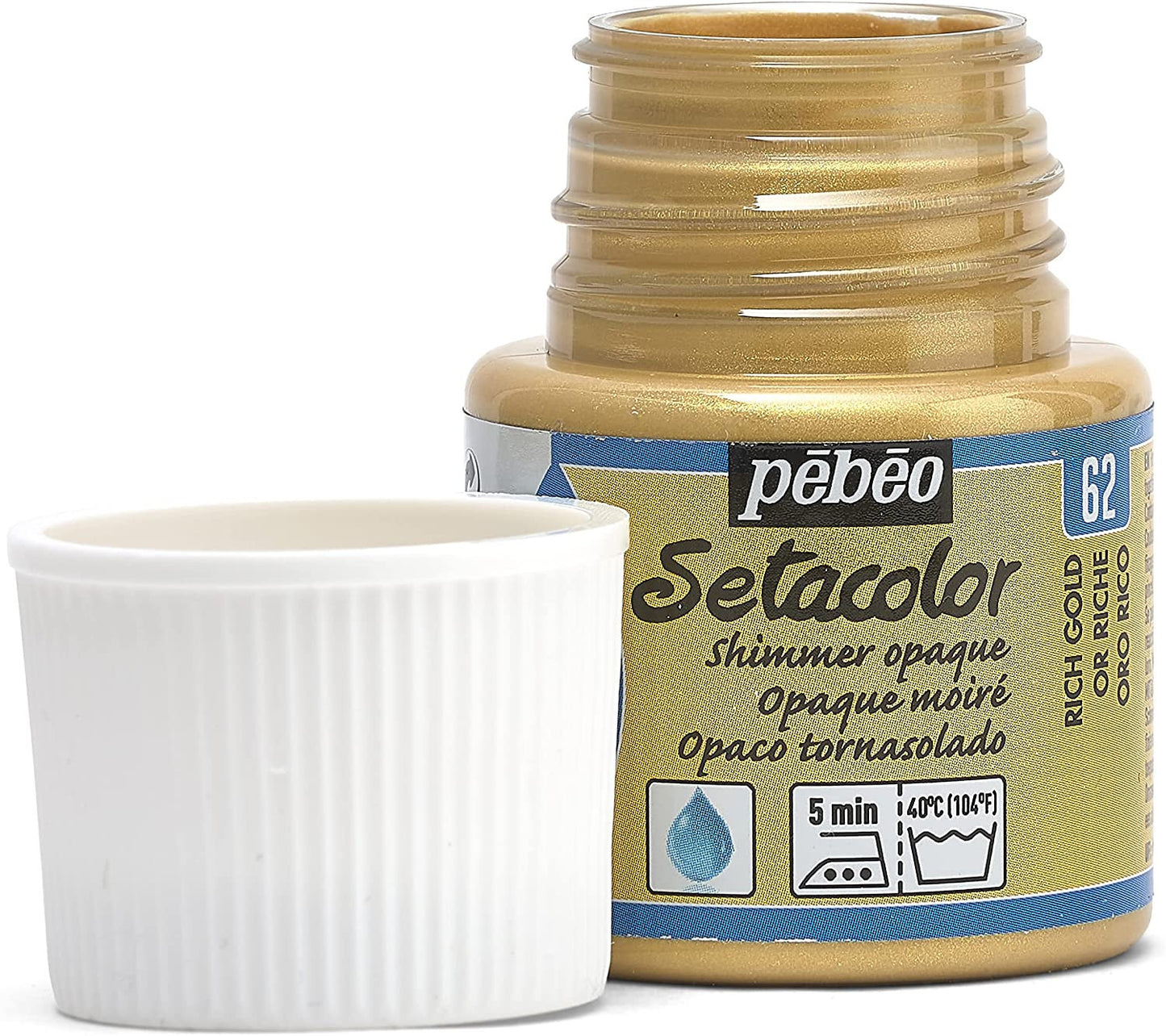 Pot de peinture pour tissu - Textile opaque moiré - Or riche - Pébéo - Setacolor - 45ml