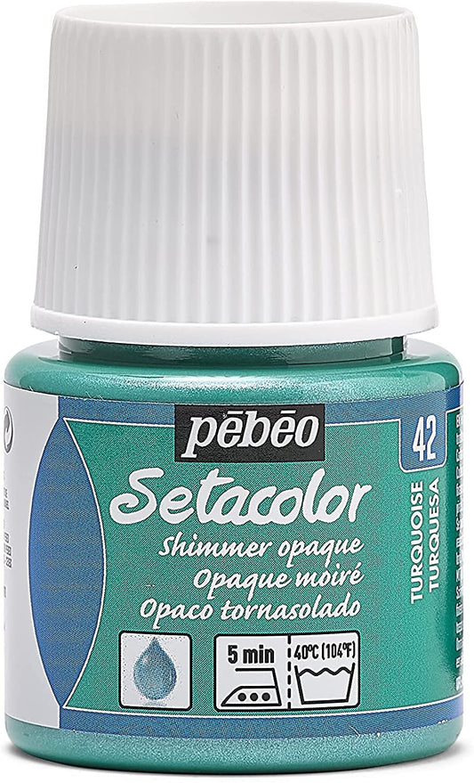 Pot de peinture pour tissu - Textile opaque moiré - Turquoise - Pébéo - Setacolor - 45ml