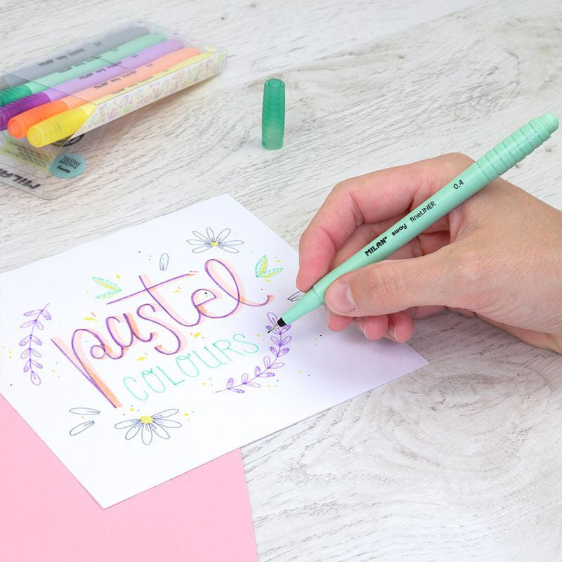 Pochette de 5 feutres pointe fine couleurs pastels Milan