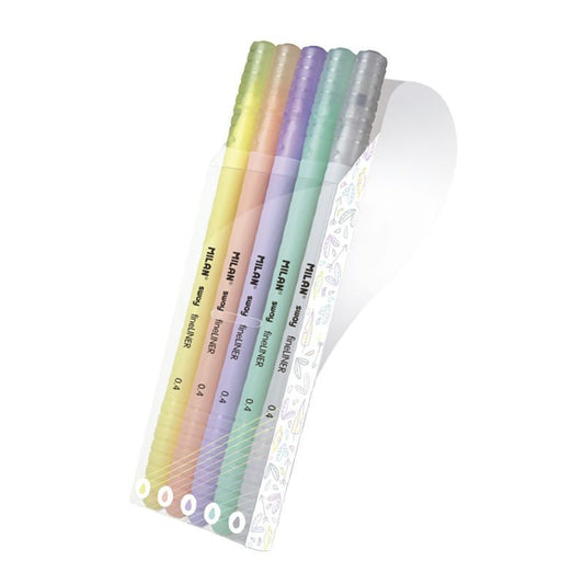 Pochette de 5 feutres pointe fine couleurs pastels Milan