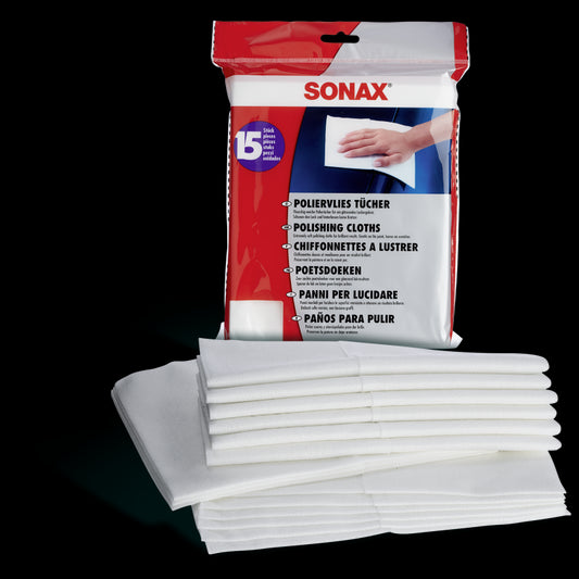 Chiffons à lustrer - Carrosserie de voiture - Sachet de 15 chiffonnettes - SONAX