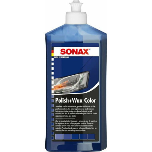 Polish + cire - SONAX - Couleur Bleu - Carrosserie - Flacon 500ml