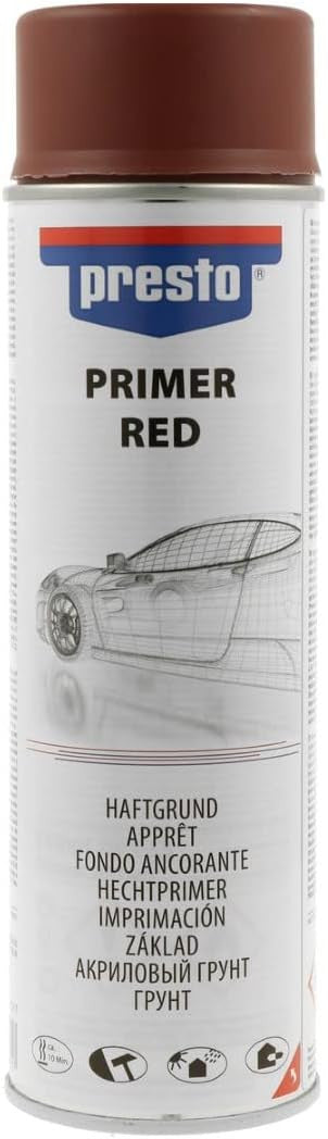 Bombe d'apprêt - Sous-couche - Rouge - Pour peinture rouge foncé - Carrosserie - Presto - 500ml