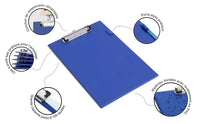 Porte-bloc - A4+ - Rigide - Bleu - Clip métal - Rapesco