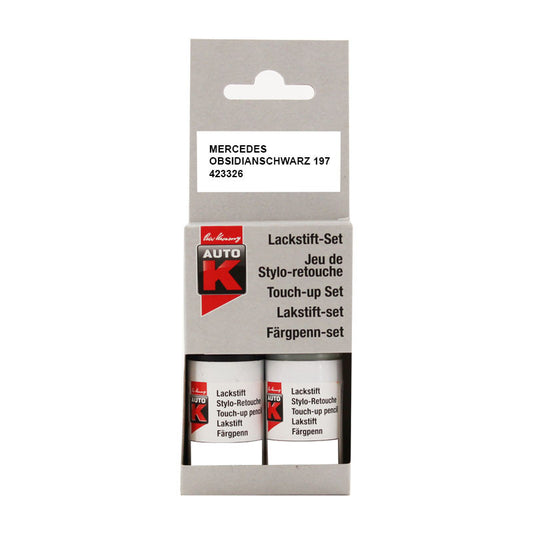 Stylo de retouche et vernis pour carrosserie - Mercedes - 197 Obsidianschwarz - Auto K