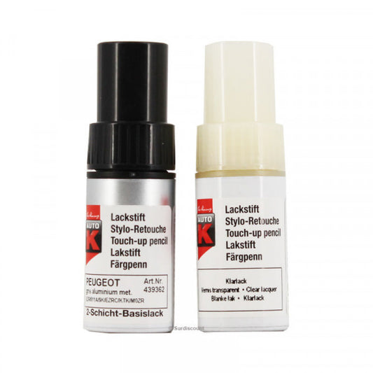 Stylo de retouche et vernis pour carrosserie - Peugeot - 611A Gris aluminium