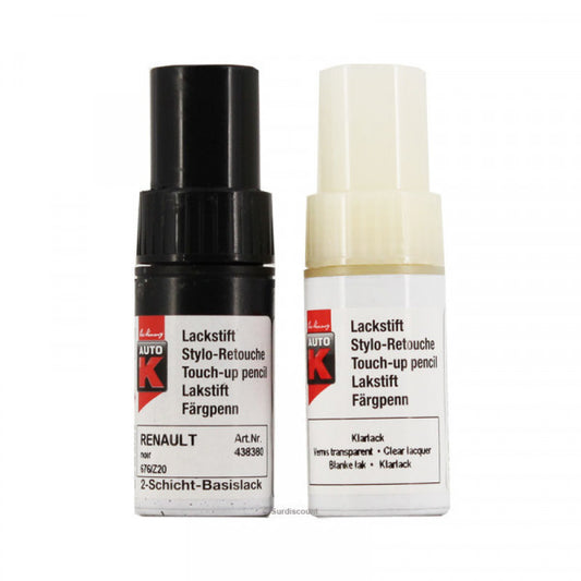 Stylo de retouche et vernis pour carrosserie - Renault - 676 Noir nacre - Auto K