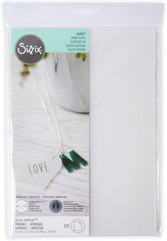 Plastique fou - Imprimable - 10 feuilles - 20,9x29,8cm - Création bijoux, accessoires - Sizzix