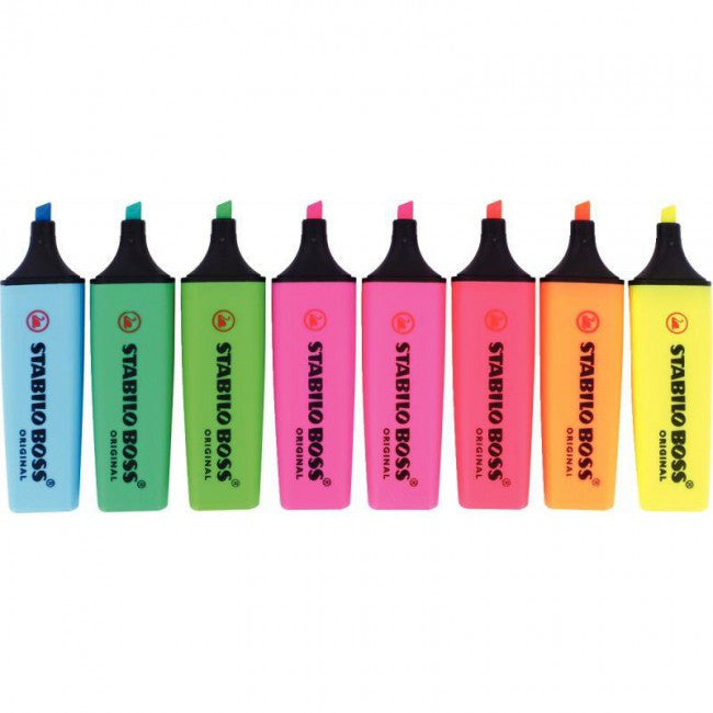 Pochette de 8 surligneurs STABILO BOSS ORIGINAL - assortiment fluo