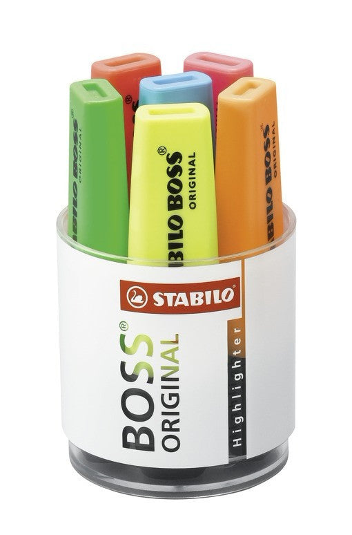 Pot de 6 surligneurs STABILO BOSS ORIGINAL - assortiment fluo