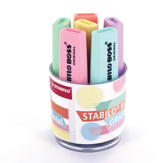 Pot de 6 surligneurs STABILO BOSS ORIGINAL Pastel - assortiment pastel