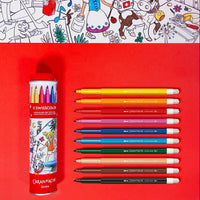 10 feutres de coloriage - Enfant - Inclus 1 poster - Boîte métal - Carand' Ache