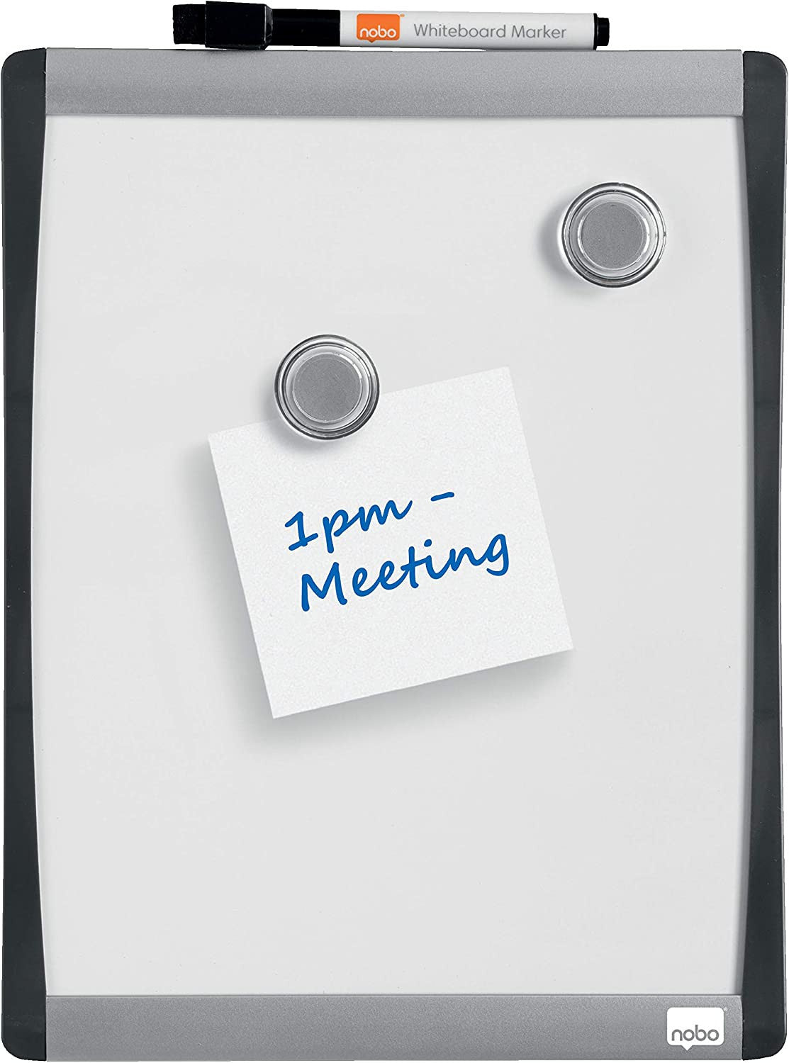 Petit tableau blanc magnétique - 28x21,5cm - Avec accroches - Aluminium - Nobo