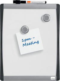 Petit tableau blanc magnétique - 28x21,5cm - Avec accroches - Aluminium - Nobo