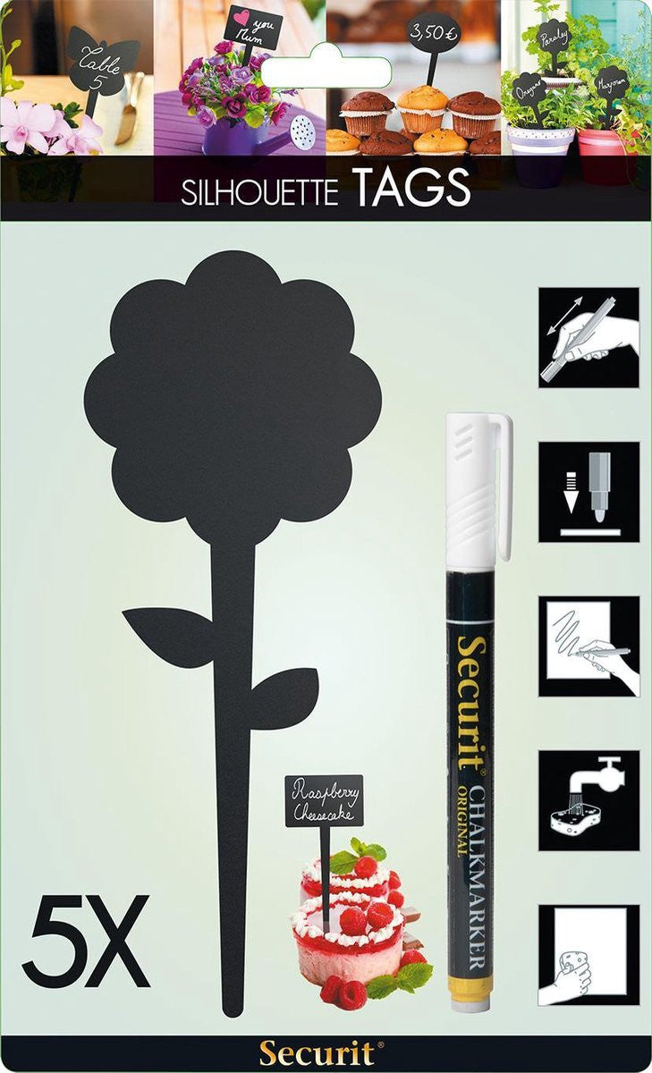 Petites ardoises noires - Forme de fleur - A piquer dans un pot de fleur - Securit